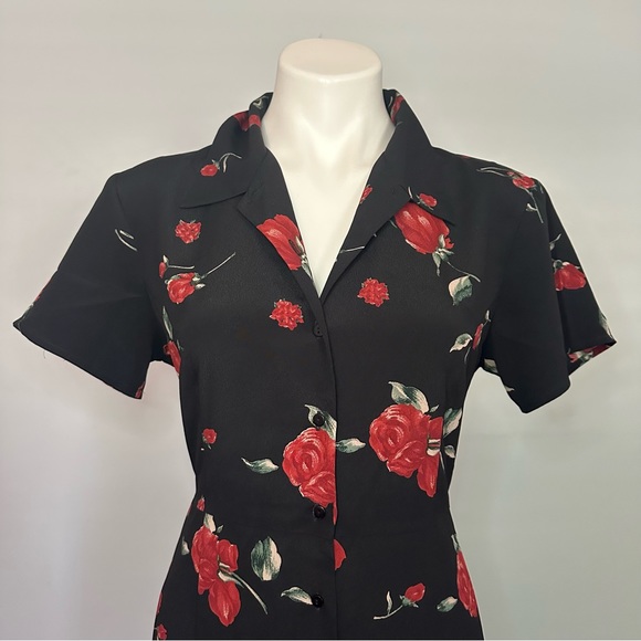 Vintage 90’S Old Navy Rose Button Up Midi Dress - Picture 4 of 6